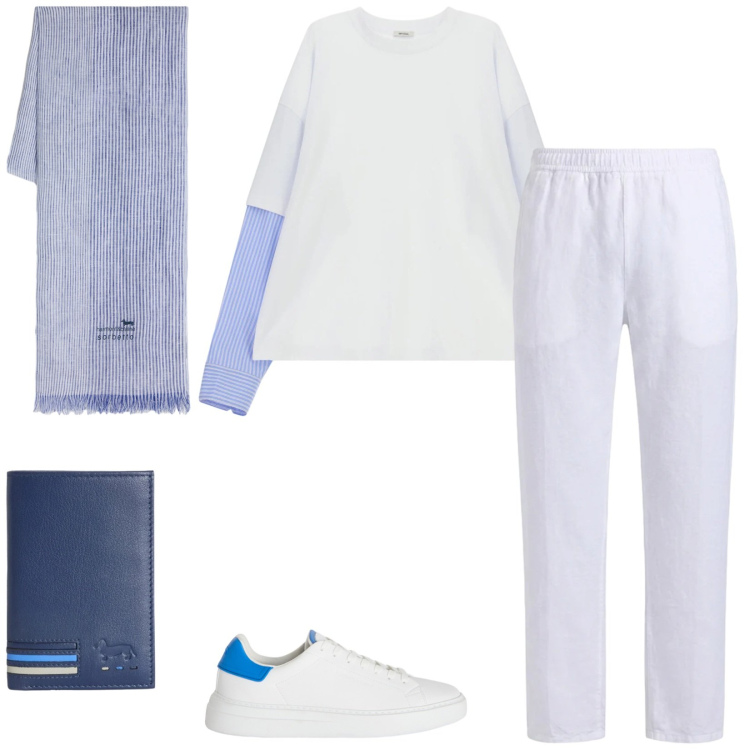 Outfit uomo - Total look #2402674. Stile Trendy per Tutti i giorni. Abbinamento con t-shirt, sneakers, portafogli, sciarpe, pantaloni.