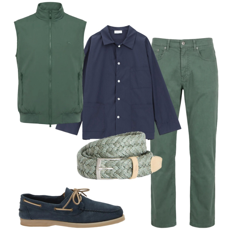 Outfit uomo - Total look #2402677. Stile Casual per Tutti i giorni. Abbinamento con camicie, pantaloni, gilet, scarpe stringate, cinture.