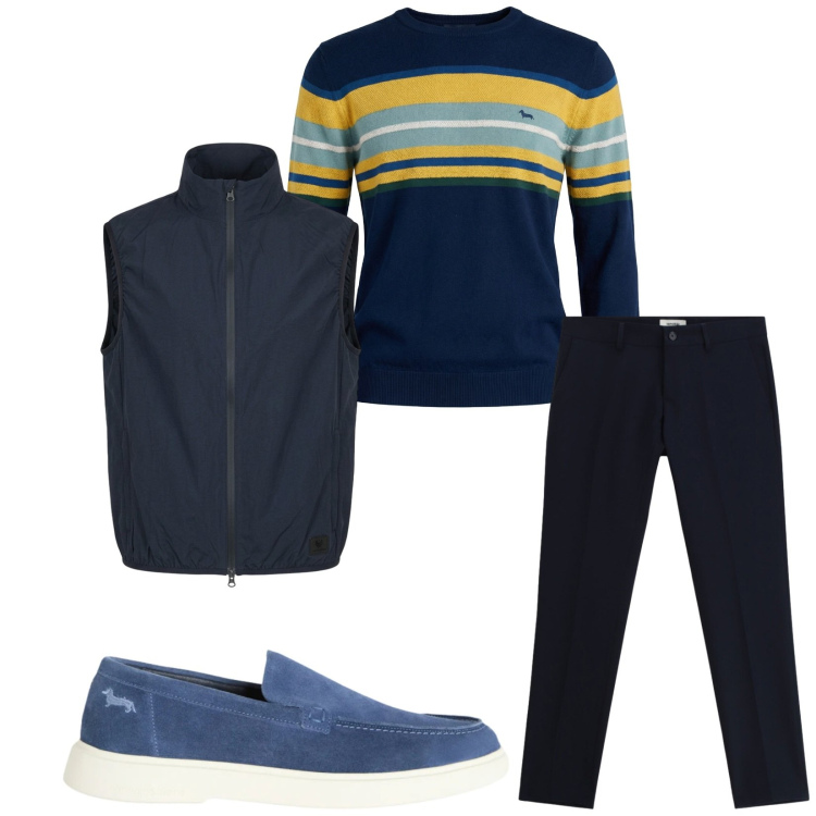 Outfit uomo - Total look #2402680. Stile Casual per Tutti i giorni. Abbinamento con pantaloni, pullovers, scarpe stringate, gilet.