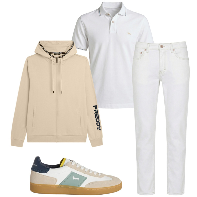Outfit uomo - Total look #2402683. Stile Casual per Tutti i giorni. Abbinamento con jeans, polo, sneakers, felpe con cappuccio.