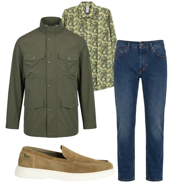 Outfit uomo - Total look #2402687. Stile Casual per Tutti i giorni. Abbinamento con camicie, jeans, scarpe stringate, giacche.