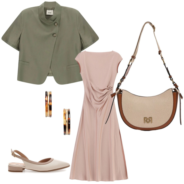 Outfit donna - Matrimonio in ballerine. Stile Casual chic per Cerimonia. Abbinamento con vestiti midi/longuette, borse a tracolla, orecchini, blazer, ballerine.
