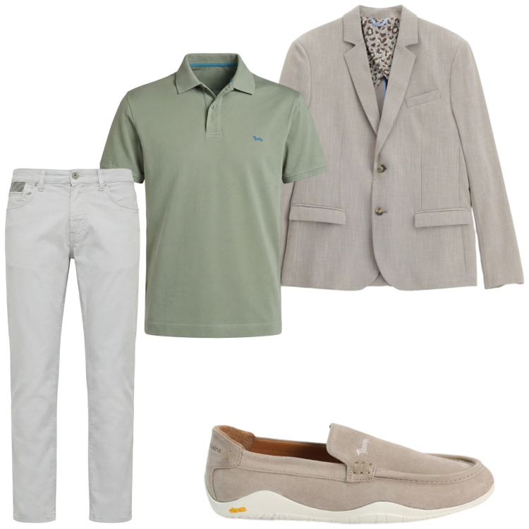 Outfit uomo - Blazer e mocassini. Stile Trendy per Ufficio. Abbinamento con giacche, pantaloni, polo, scarpe stringate.