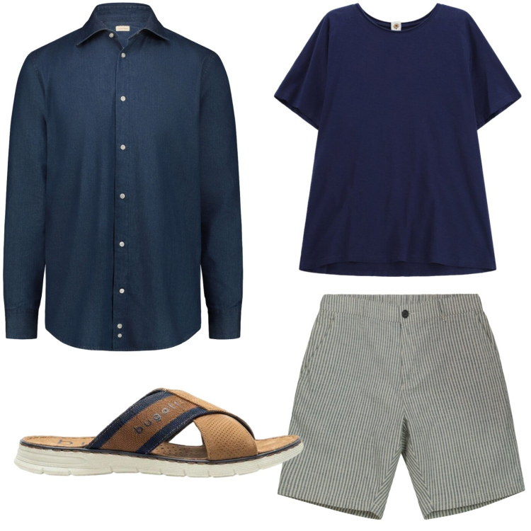 Outfit uomo - Bermuda comodi. Stile Trendy per Tutti i giorni. Abbinamento con sandali, t-shirt, camicie, bermuda.