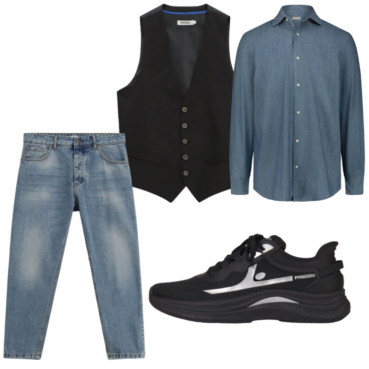 Outfit uomo - Gilet versatile. Stile Casual per Tutti i giorni. Abbinamento con jeans, gilet, sneakers, camicie.