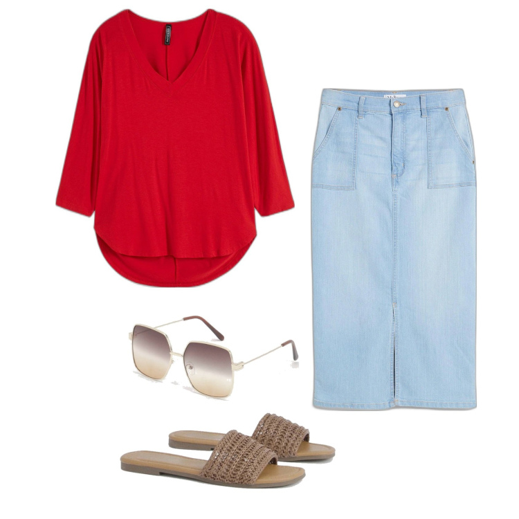 Outfit femme - Mules plates. Style Tendance pour Tous les jours. Assortir avec t-shirts, jupes longues, lunettes de soleil, mules.