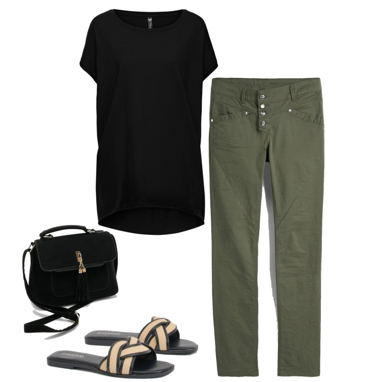 Outfit femme - Mules tressées. Style Tendance pour Tous les jours. Assortir avec pantalon , t-shirts, sacs en bandoulière, mules.