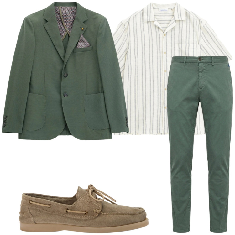 Outfit uomo - Camicia over. Stile Casual per Ufficio. Abbinamento con camicie a manica corta, giacche, scarpe stringate, pantaloni chino.