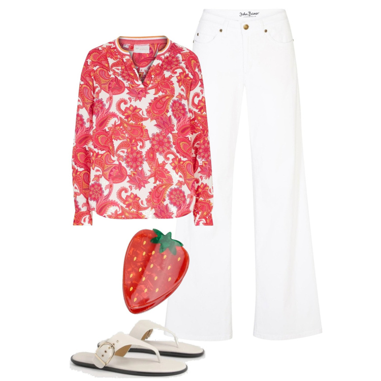 Outfit femme - Imprimé paisley. Style Boho pour Tous les jours. Assortir avec tuniques, jeans, accessoires pour cheveux, tong.