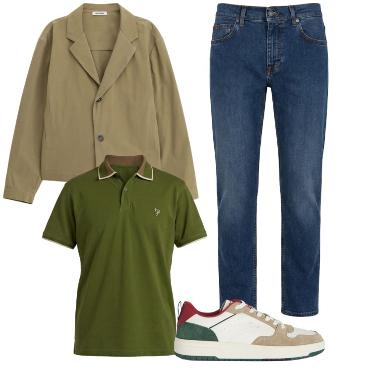 Outfit uomo - 110. pensieri. Stile Urban per Tutti i giorni. Abbinamento con giacche, jeans, sneakers, polo.