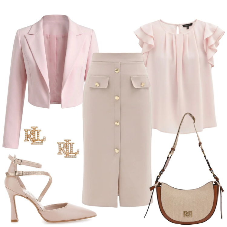 Outfit donna - Per ogni cerimonia. Stile Chic per Cerimonia. Abbinamento con borse a tracolla, canottiere, gonne longuette, bolero, orecchini, décolleté.