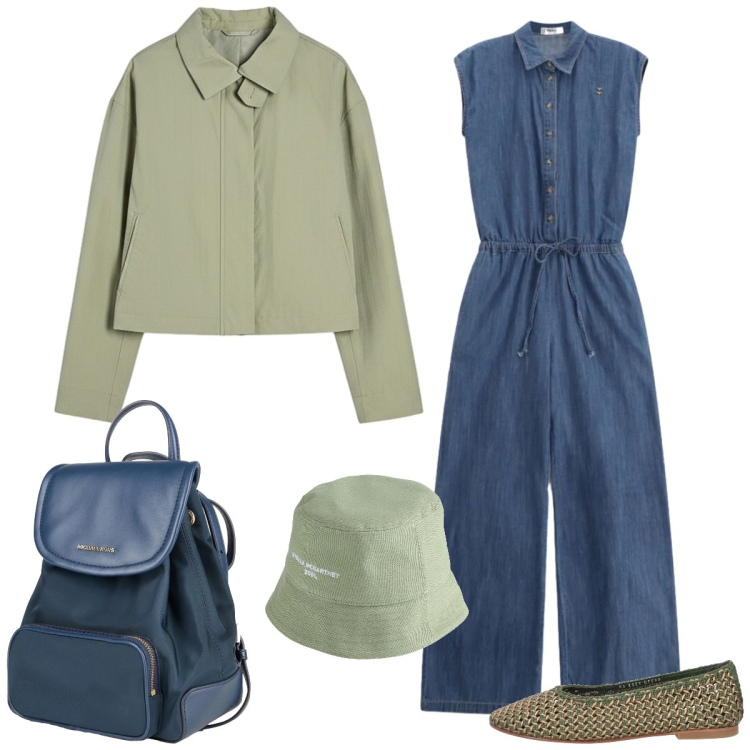 Outfit donna - Total look #2402948. Stile Casual chic per Tutti i giorni. Abbinamento con zaini, ballerine, cappelli, tute, bomber.