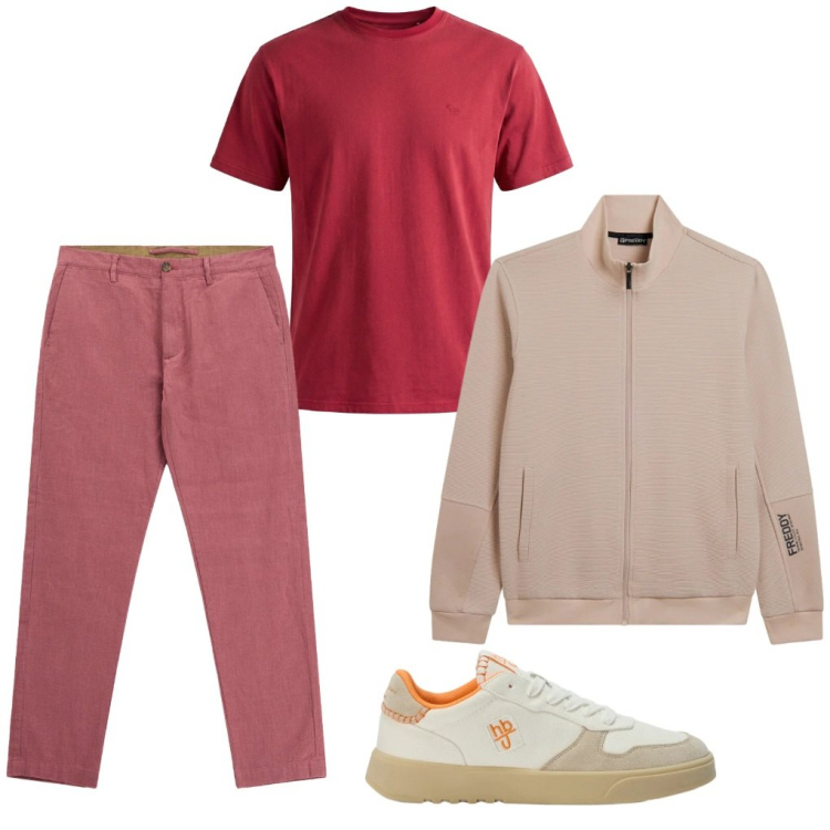 Outfit uomo - 116. Le ciliegie e le amarene. Stile Urban per Tutti i giorni. Abbinamento con pantaloni, t-shirt, sneakers, felpe.