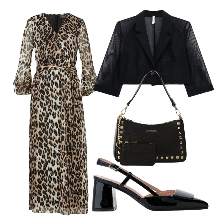 Outfit donna - Abito fluido e leggero. Stile Rock per Cerimonia. Abbinamento con vestiti lunghi, borse a spalla, blazer, décolleté.
