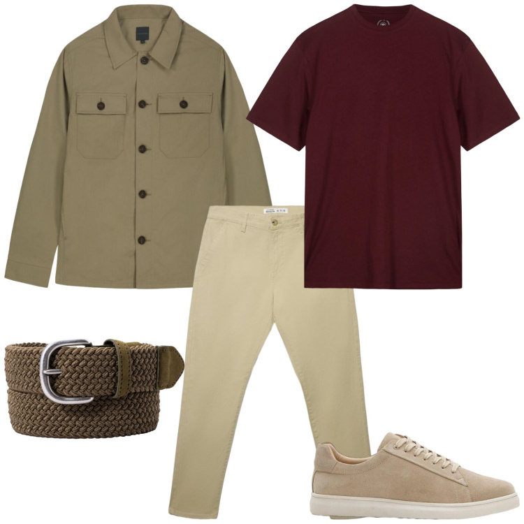 Outfit uomo - Total look #2402970. Stile Casual per Tutti i giorni. Abbinamento con sneakers, pantaloni chino, t-shirt, cappotti, cinture.