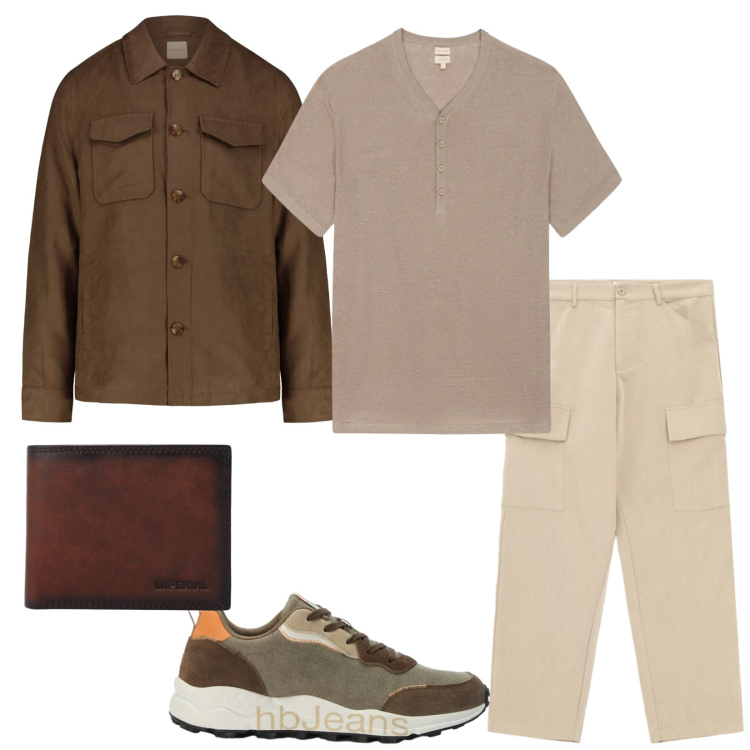Outfit uomo - Total look #2402971. Stile Casual per Tutti i giorni. Abbinamento con sneakers, pantaloni cargo, portafogli, cappotti, t-shirt.