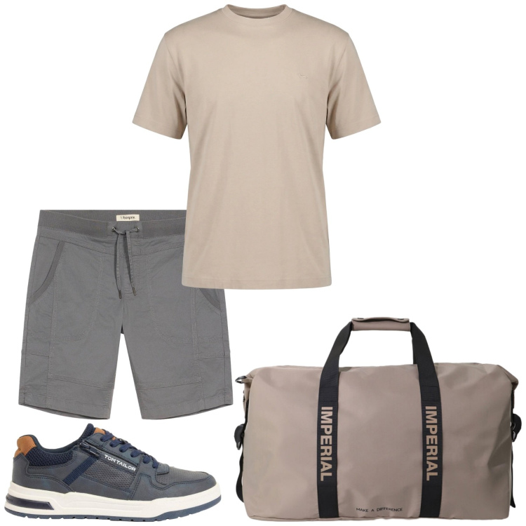Outfit uomo - Total look #2402984. Stile Casual per Sport. Abbinamento con sneakers, bermuda, borse sportive, t-shirt.