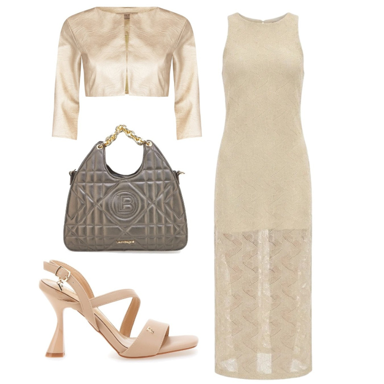 Outfit donna - L\'Invitata perfetta sei tu - Cerimonie R. Stile Chic per Cerimonia. Abbinamento con vestiti midi/longuette, bolero, sandali col tacco, borse a mano.