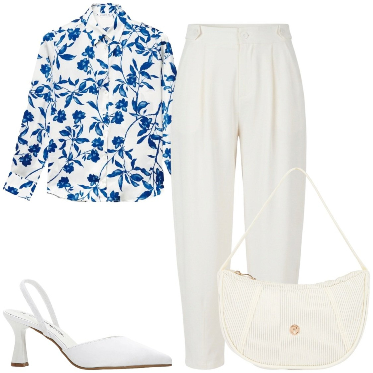 Outfit donna - Total look #2403028. Stile Bon Ton per Ufficio. Abbinamento con décolleté, pantaloni, camicie, borse a mano.