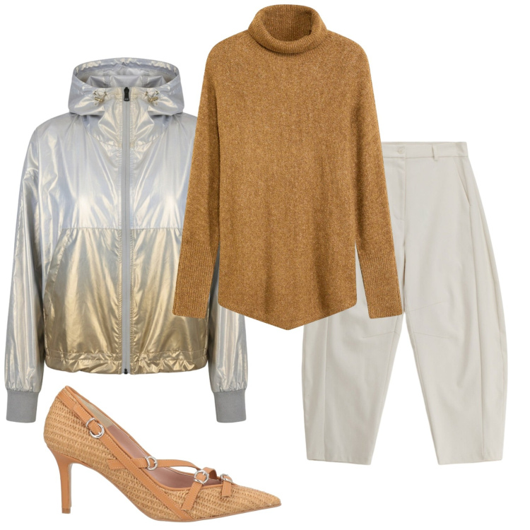 Outfit donna - Total look #2403068. Stile Basic per Tutti i giorni. Abbinamento con décolleté, maglieria, pantaloni, bomber.