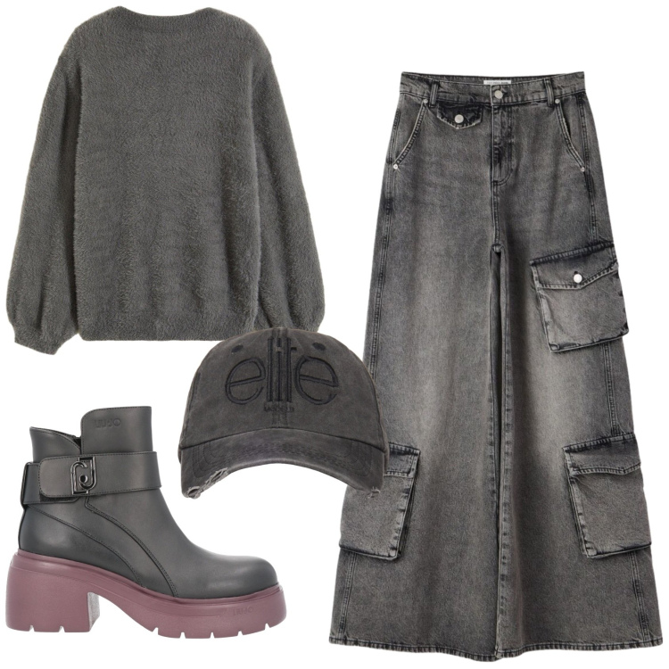 Outfit donna - Total look #2403088. Stile Trendy per Tutti i giorni. Abbinamento con stivaletti, maglieria, jeans, cappelli.