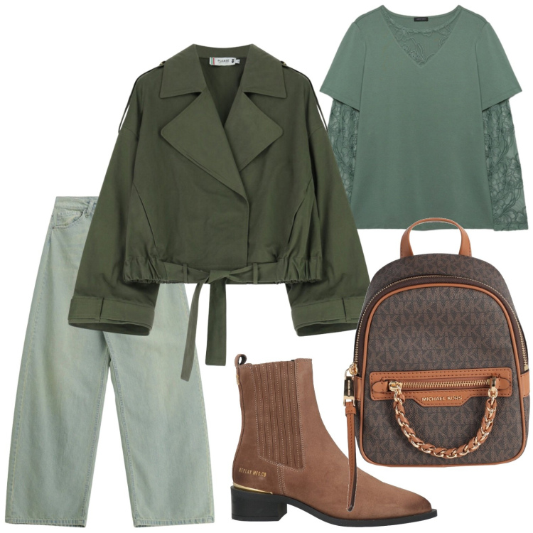 Outfit donna - Urban style. Stile Urban per Tutti i giorni. Abbinamento con zaini, stivaletti chelsea, parka, jeans, t-shirt.