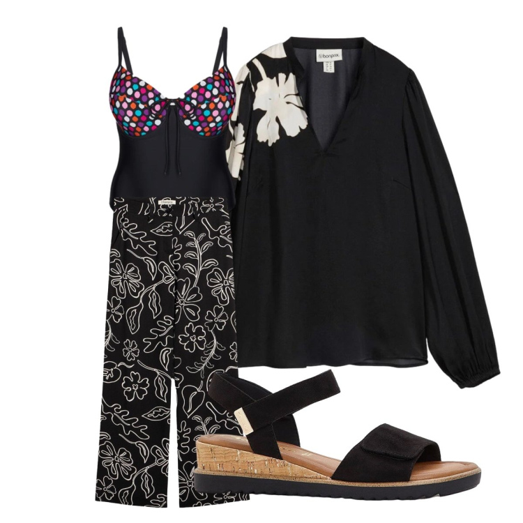 Outfit donna - Pattern. Stile Trendy per Mare. Abbinamento con sandali, tuniche, pantaloni, costumi interi.