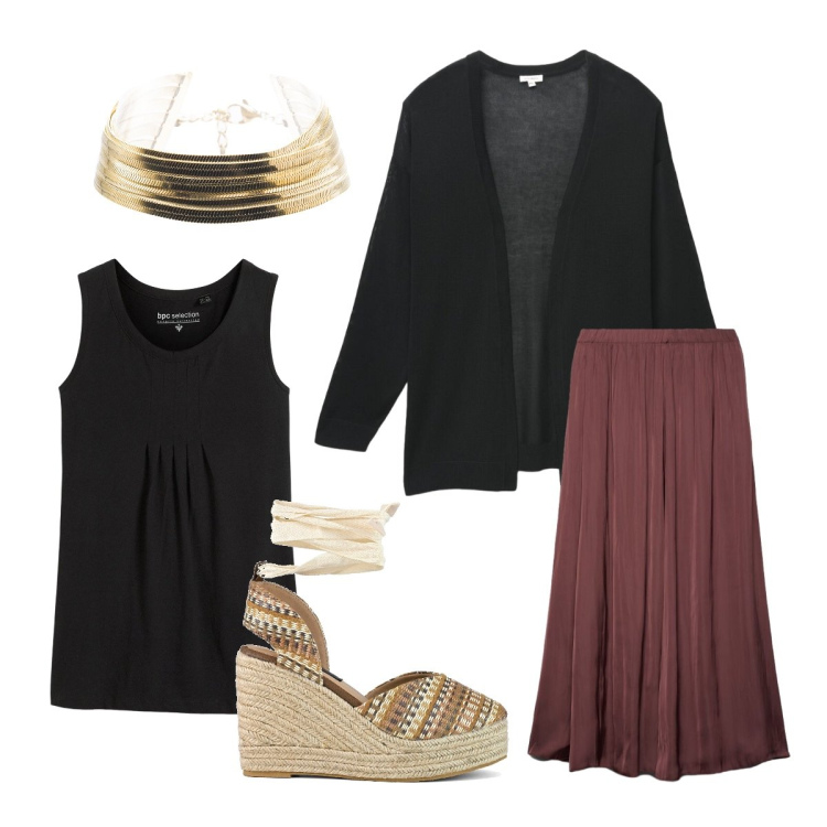 Outfit donna - Scarpe con stampa. Stile Minimal per Tutti i giorni. Abbinamento con canottiere, cardigans, gonne longuette, braccialetti, zeppe.