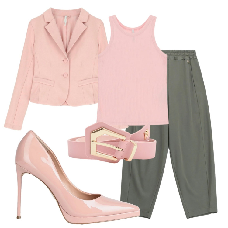 Outfit donna - Total look #2403166. Stile Trendy per Ufficio. Abbinamento con décolleté, blazer, pantaloni, canottiere, cinture.