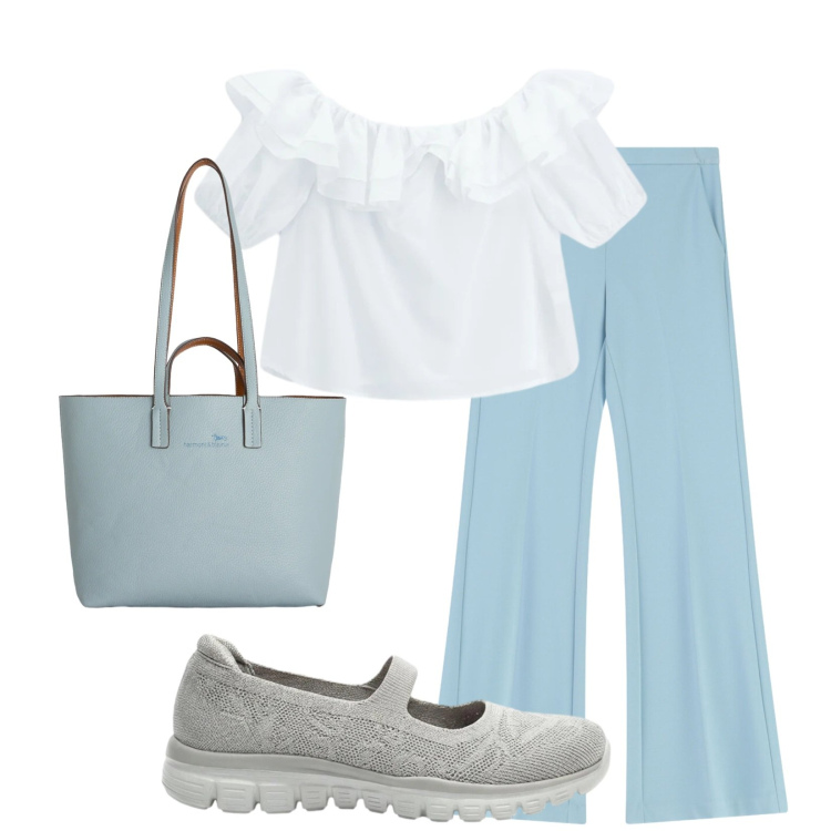 Outfit donna - Total look #2403176. per Cerimonia. Abbinamento con ballerine, pantaloni, shopping bag, bluse.