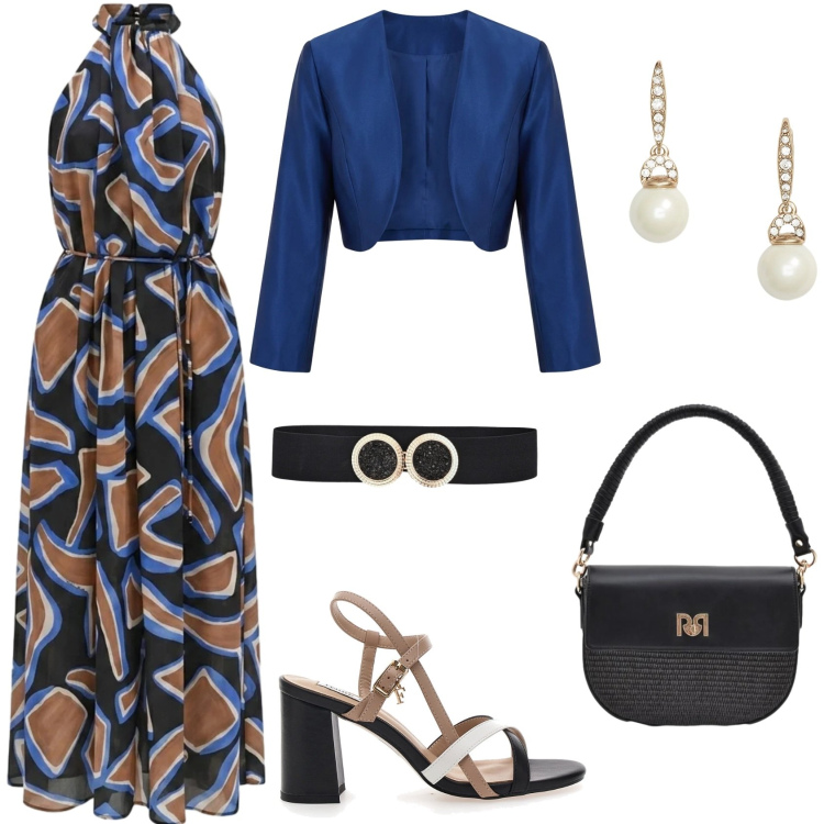 Outfit donna - Cerimonia formale!. Stile Chic per Cerimonia. Abbinamento con vestiti lunghi, borse a spalla, bolero, cinture, orecchini, sandali col tacco.