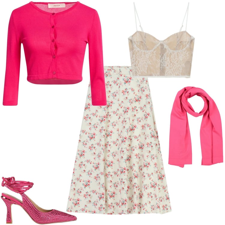 Outfit donna - Chic serata evento. Stile Chic per Serata fuori. Abbinamento con cardigans, sciarpe, décolleté, gonne lunghe, canottiere.
