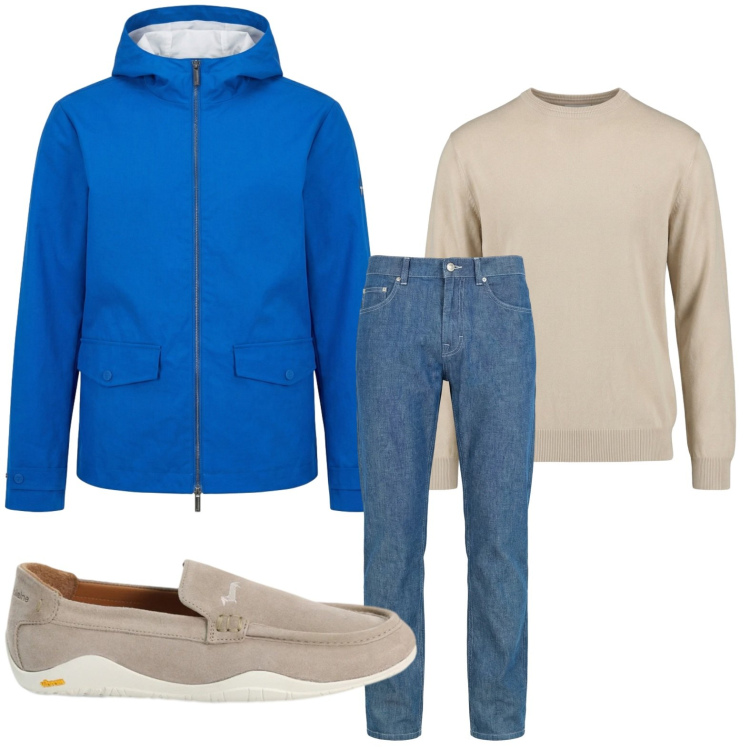 Outfit uomo - Casual pulito. Stile Trendy per Tutti i giorni. Abbinamento con jeans, maglieria, scarpe stringate, giacche.