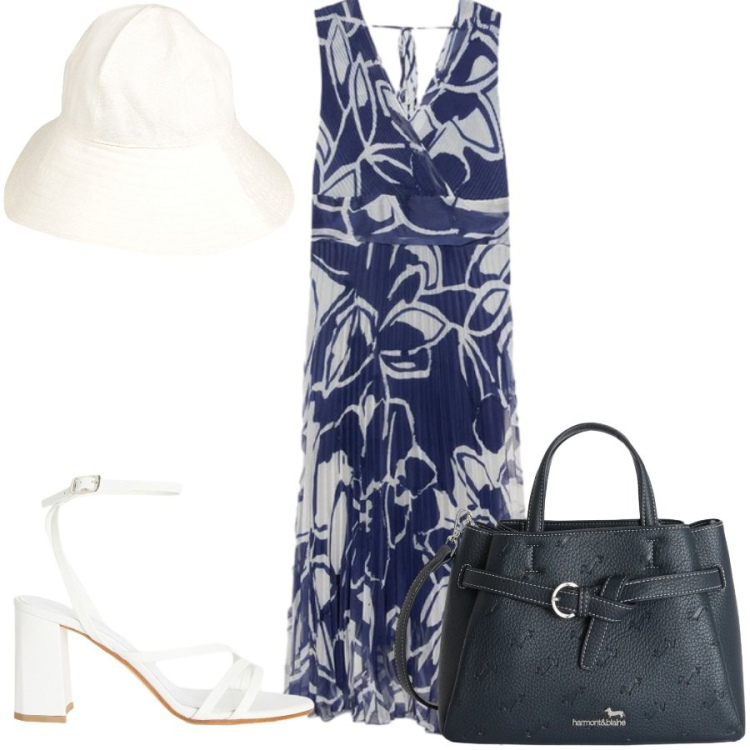 Outfit donna - Total look #2403262. Stile Casual chic per Tutti i giorni. Abbinamento con cappelli, sandali in pelle, borse a mano, vestiti lunghi.