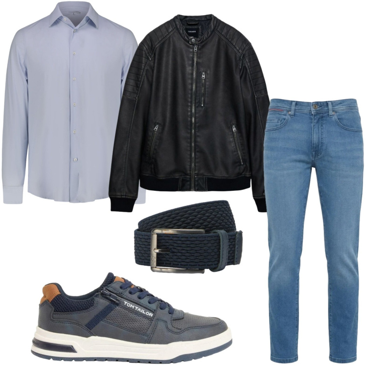 Outfit uomo - Sportivo in jeans. Stile Casual per Tutti i giorni. Abbinamento con sneakers, giacche, jeans slim fit, cinture, camicie.