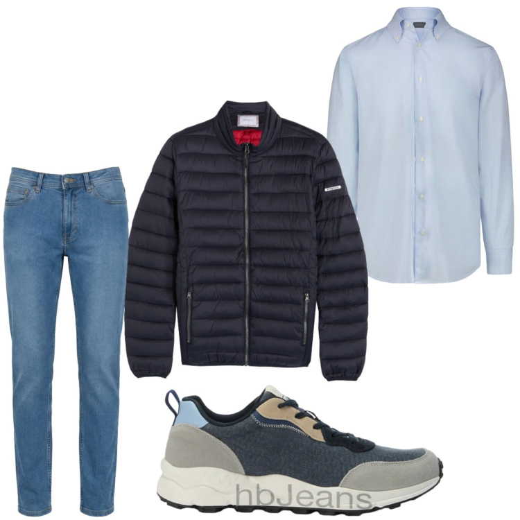 Outfit uomo - Disinvolto. Stile Casual per Tutti i giorni. Abbinamento con jeans, sneakers, piumini, camicie.