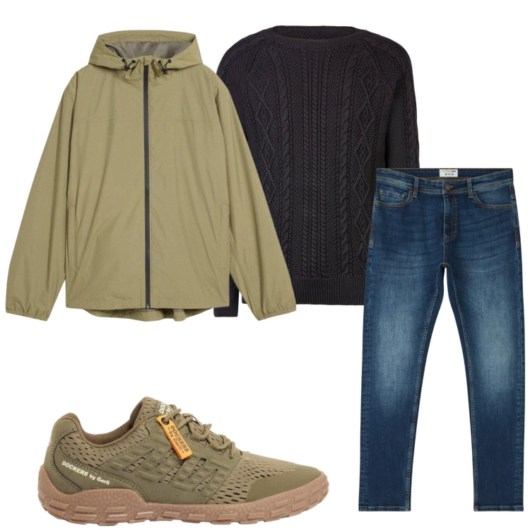 Outfit uomo - Il capospalla verde bosco. Stile Casual per Tutti i giorni. Abbinamento con giacche, sneakers, jeans skinny, maglieria.