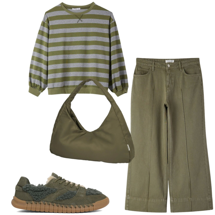 Outfit donna - Total look #2403286. Stile Casual per Tutti i giorni. Abbinamento con t-shirt, pantaloni, borse a spalla, sneakers.