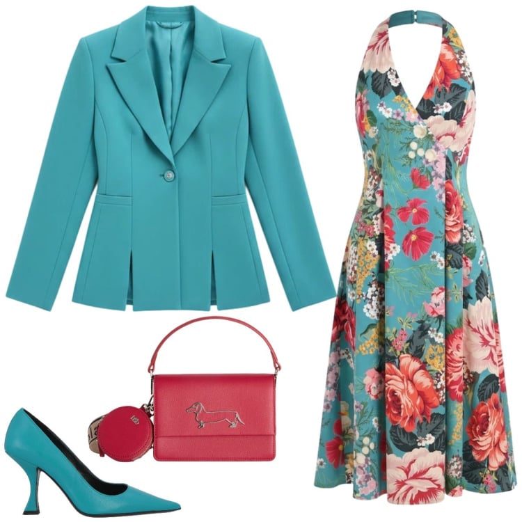 Outfit donna - Cerimonia. Stile Chic per Cerimonia. Abbinamento con décolleté, vestiti midi/longuette, blazer, borse a tracolla.