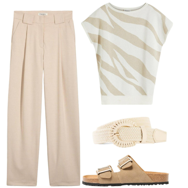 Outfit donna - La maglia ricorda l\' Africa. Stile Casual per Tutti i giorni. Abbinamento con cinture, pantaloni, ciabatte, t-shirt.