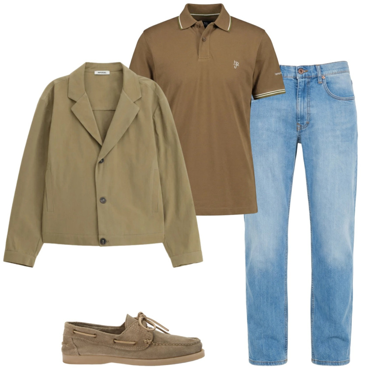 Outfit uomo - Leggero. Stile Casual per Tutti i giorni. Abbinamento con giacche, jeans, scarpe stringate, polo.