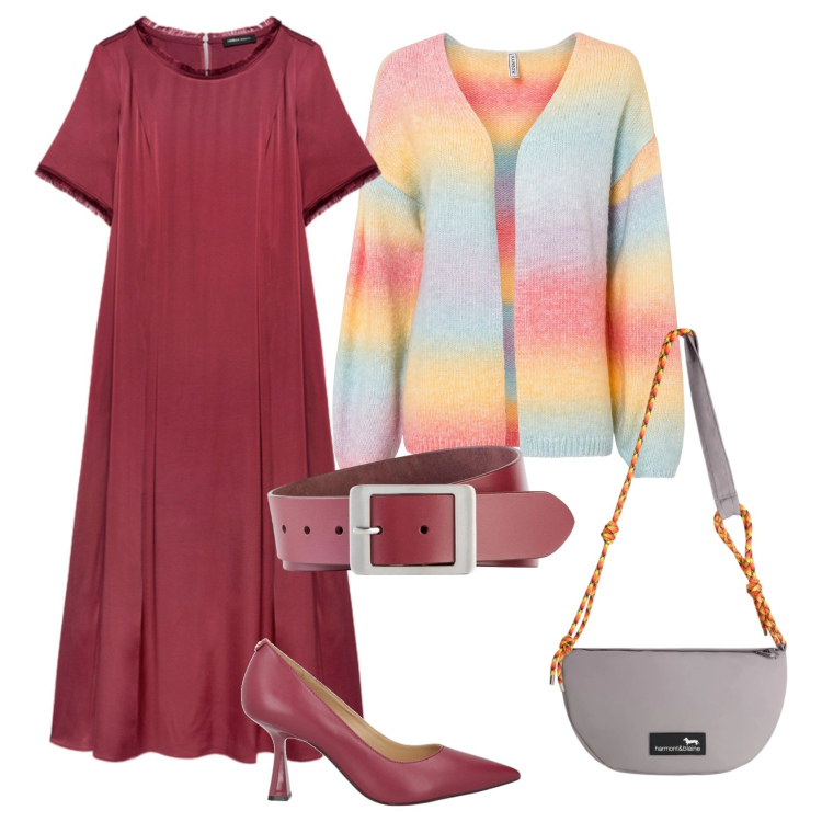 Outfit donna - Total look #2403319. Stile Casual chic per Tutti i giorni. Abbinamento con décolleté, cardigans, cinture, borse a tracolla, vestiti lunghi.