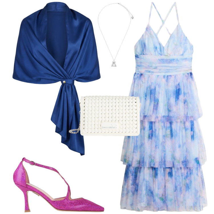 Outfit donna - Romantica cerimonia evento. Stile Romantica per Cerimonia. Abbinamento con décolleté, vestiti midi/longuette, borse a tracolla, stole, ciondoli.