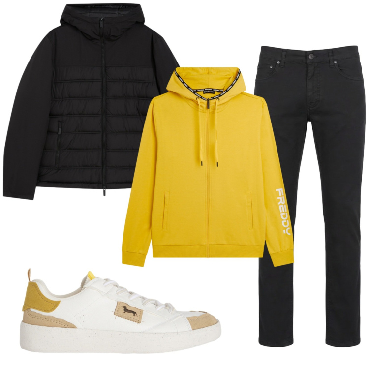 Outfit uomo - Total look #2403351. Stile Casual per Tutti i giorni. Abbinamento con sneakers, pantaloni, piumini, felpe con cappuccio.