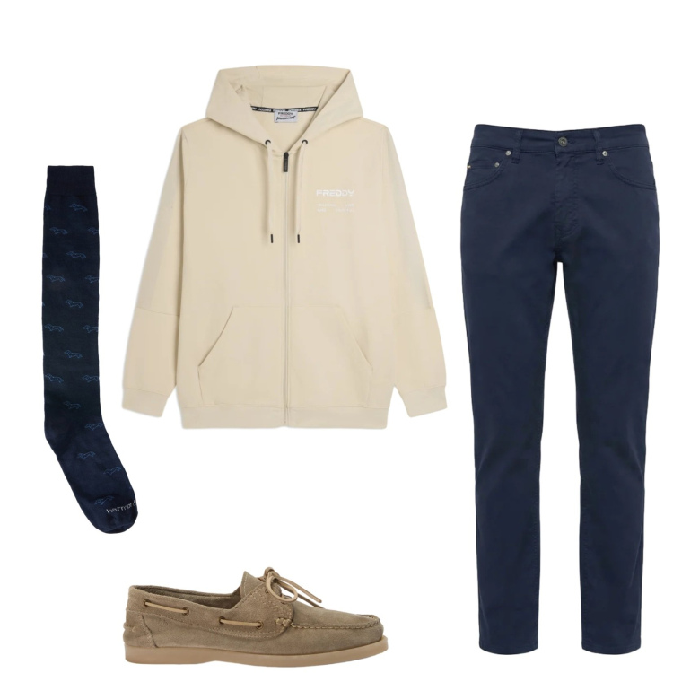 Outfit uomo - Total look #2403352. Stile Casual per Tutti i giorni. Abbinamento con calzini, scarpe stringate, pantaloni, felpe con cappuccio.