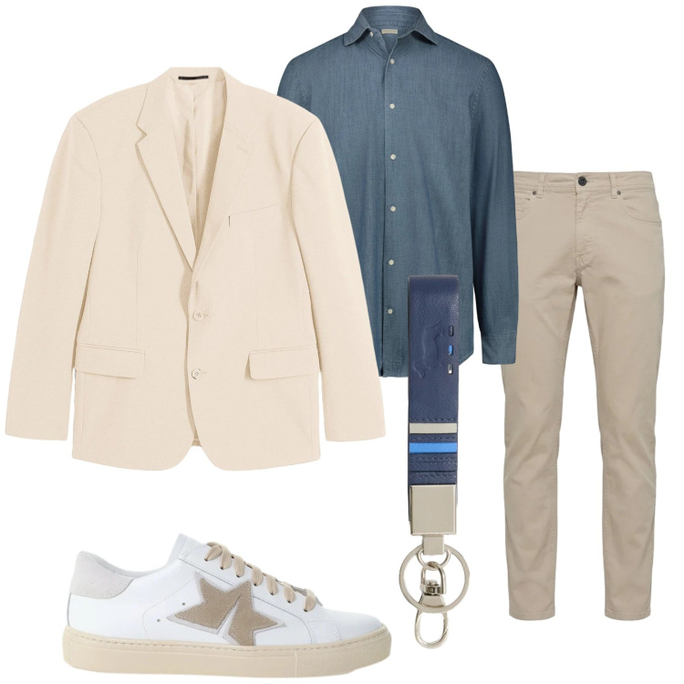 Outfit uomo - Mi specchio bello. Stile Trendy per Tutti i giorni. Abbinamento con giacche, portachiavi, pantaloni, sneakers, camicie.