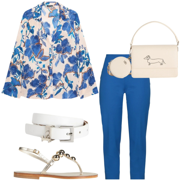 Outfit donna - Total look #2403412. Stile Romantica per Cerimonia. Abbinamento con pantaloni, infradito, cinture, borse a tracolla, camicie.
