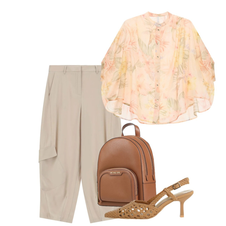 Outfit donna - Cargo e slingback. Stile Casual chic per Tutti i giorni. Abbinamento con zaini, décolleté, bluse, pantaloni cargo.
