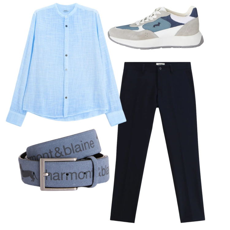 Outfit uomo - Total look. Stile Casual per Tutti i giorni. Abbinamento con sneakers, cinture, pantaloni, camicie.