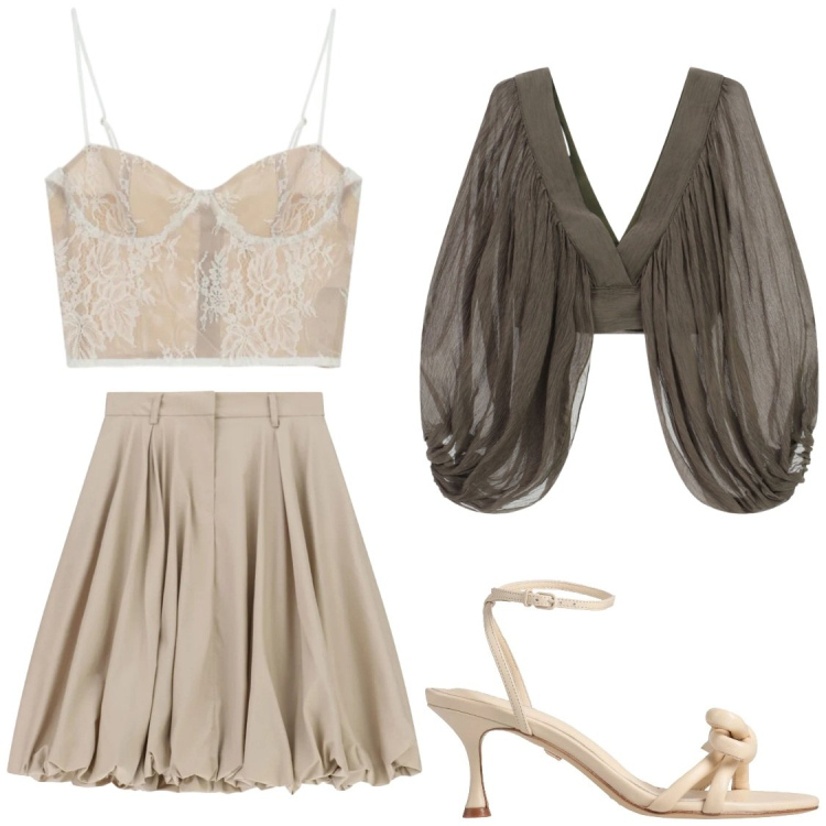 Outfit donna - Gonna midi glamour. Stile Glamour per Cerimonia. Abbinamento con sandali in pelle, canottiere, gonne longuette, top.